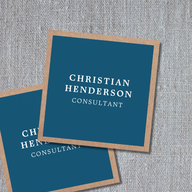 Modern Elegant Blue Kraft Paper Consultant Square Business Card (Creator Uploaded)