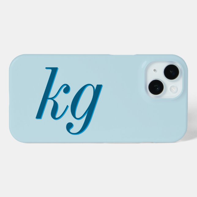 Modern Elegant Blue Monogram Initials Case-Mate iPhone Case (Back (Horizontal))