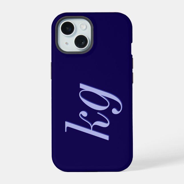 Modern Elegant Blue Monogram Initials iPhone 15 Case (Back)