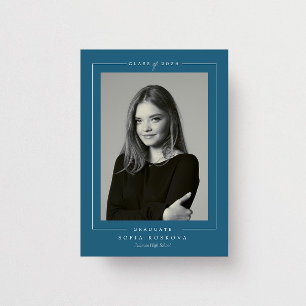 Modern Elegant Blue Photo Graduation Invitation