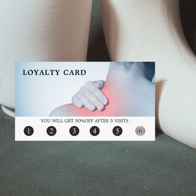 Modern Elegant Blue Photo Massage Therapist Loyalty Card (Creator Uploaded)