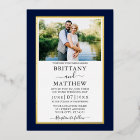 Modern Elegant Blue Photo Wedding Gold
