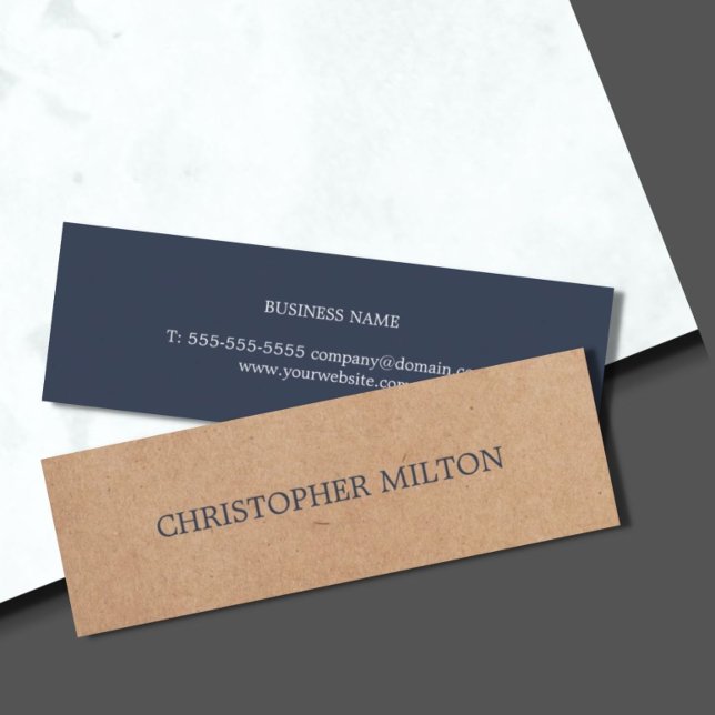 Modern Elegant Blue Printed Kraft Paper Consultant Mini Business Card (Creator Uploaded)
