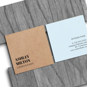 Modern Elegant Blue PRINTED Kraft Paper Consultant Square Business Card