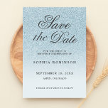 Modern Elegant Blue Save the Date Sweet 16<br><div class="desc">Modern and elegant sapphire blue glitter ombre script save the date card sweet sixteen birthday party featuring black modern calligraphy. Stylish and unique custom design.</div>