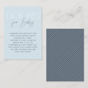 Modern Elegant Blue Script Books for Baby Enclosure Card