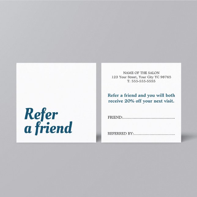 Modern Elegant Blue White Beauty Referral Card (Creator Uploaded)