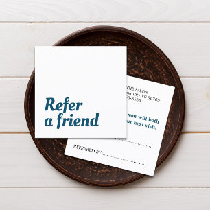 Modern Elegant Blue White Beauty Referral Card