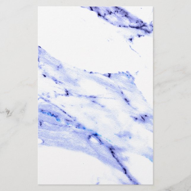 Modern Elegant Blue, White Marble granite pattern  Stationery (Front)