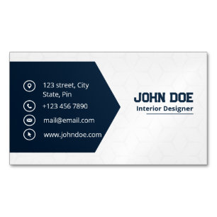 Modern Elegant Blue & White Professional Magnetic Business Card