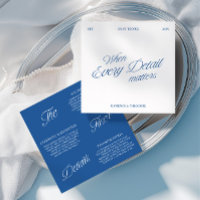 Modern Elegant Blue & White Wedding Details Card