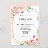 Modern Elegant Blush Floral Geometric Wedding
