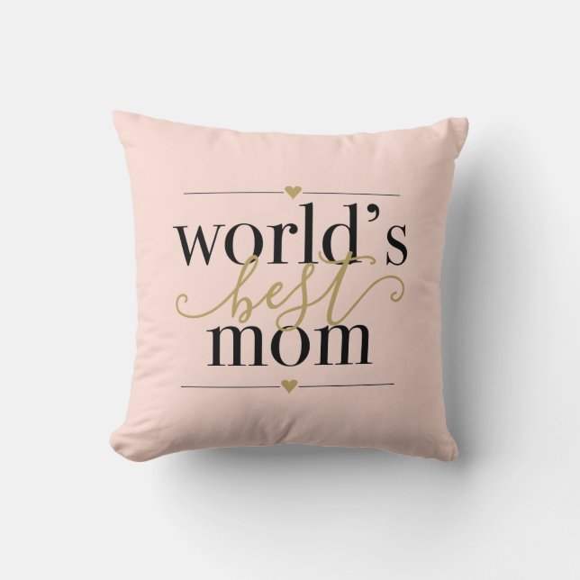 Modern Elegant Blush Pink and Gold Worlds Best Mum Cushion (Front)