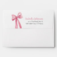 Modern Elegant Blush Pink Bow Return Address