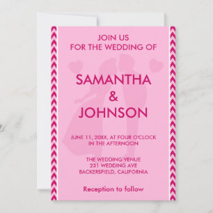 Modern Elegant Blush Pink Chevron Formal Wedding Invitation