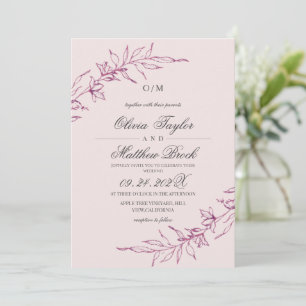 Modern & Elegant Blush Pink Floral Wedding Invitation