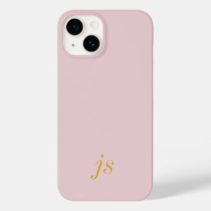 Modern Elegant Blush Pink Gold Monogram Initials Case-Mate iPhone 14 Case