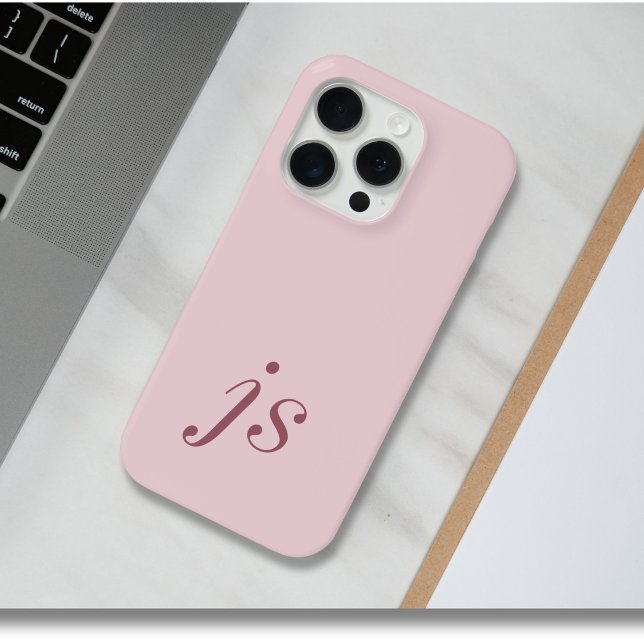 Modern Elegant Blush Pink Gold Monogram Initials Case-Mate iPhone Case (Creator Uploaded)