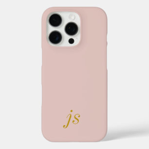 Modern Elegant Blush Pink Gold Monogram Initials iPhone 16 Pro Case