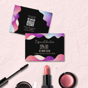 Modern Elegant Blush Pink Gradient Waves Pattern Discount Card