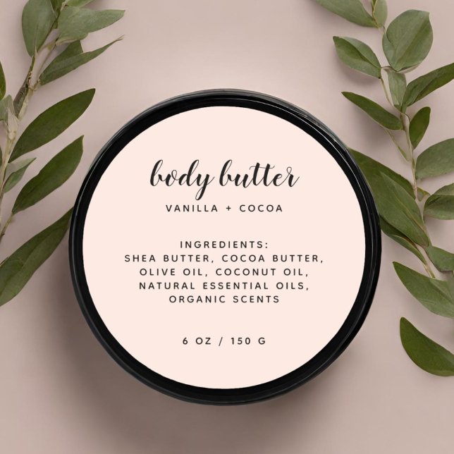 Modern elegant blush pink ingredients list classic round sticker (Creator Uploaded)