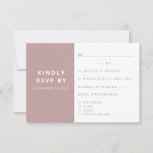 Modern Elegant Blush Pink Minimalist Wedding  RSVP Card