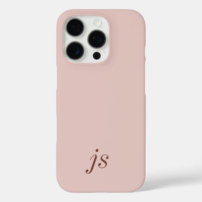 Modern Elegant Blush Pink Monogram Initials Case-Mate iPhone Case (Back)