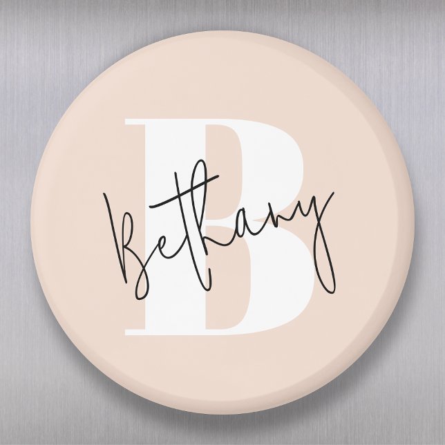 Modern Elegant Blush Pink Monogram Magnet (Creator Uploaded)
