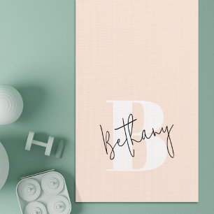 Modern Elegant Blush Pink Monogram Yoga Mat