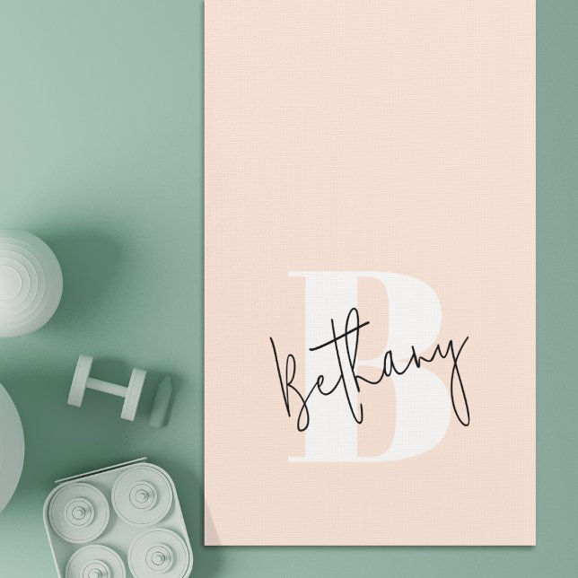 Modern Elegant Blush Pink Monogram Yoga Mat (Creator Uploaded)