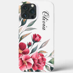 Modern elegant blush pink rose flowers iPhone 13 pro max case