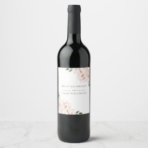 Modern Elegant Blush Pink Wedding Engagement Wine Label