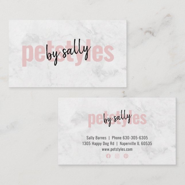 Modern Elegant Blush Pink White Marble Background. Business Card (Front/Back)