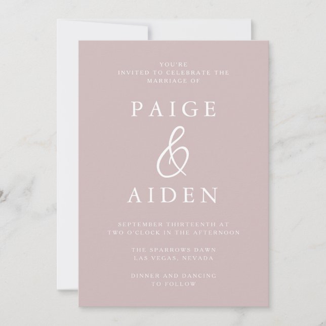 Modern Elegant Blush Wedding Invitation (Front)