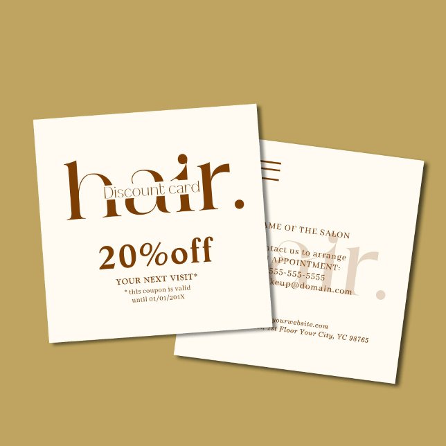 Modern Elegant Boho Brown Beauty Discount Card (Creator Uploaded)