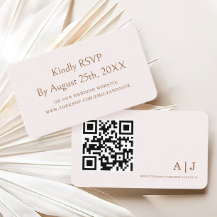 Modern Elegant Boho Champagne Wedding RSVP qr Code Enclosure Card