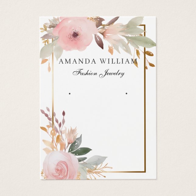 Modern elegant Boho floral earring display card  (Front)