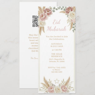 Modern Elegant Boho Floral Eid Mubarak Digital Invitation