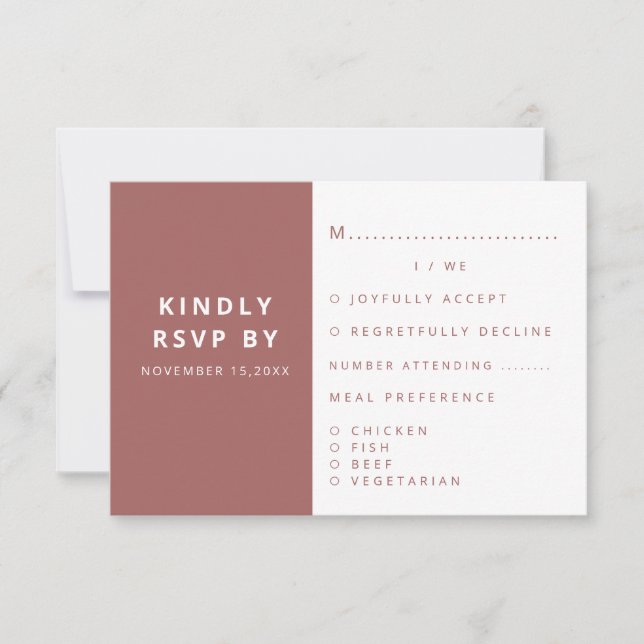 Modern Elegant boho Minimalist Wedding  RSVP Card (Front)