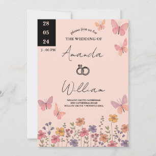 Modern Elegant Boho Nature Wildflowers Wedding Invitation