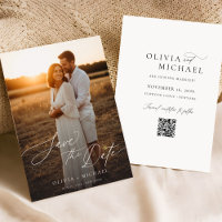 Modern Elegant Boho Photo QR Code Save the Date
