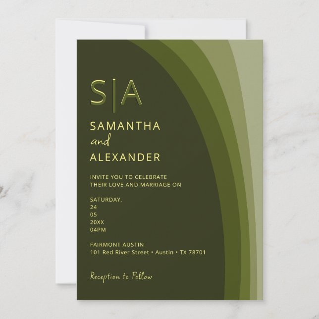 Modern Elegant Boho Sage Green Casual Wedding Invitation (Front)