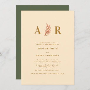 Modern Elegant Boho Wedding Monogram Invitation