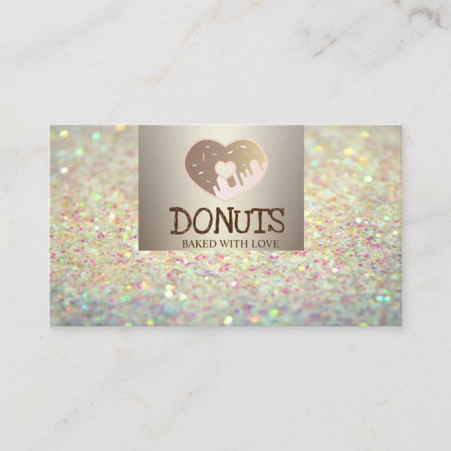 Modern Elegant,Bokeh,Doughnuts,Bakery Business Card (Front)