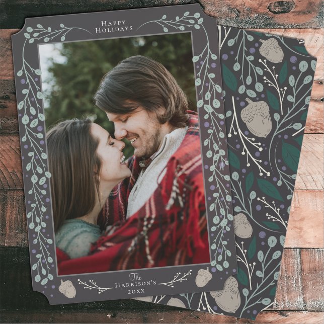 Modern Elegant Botanical Flat Photo Christmas Holiday Card (Creator Uploaded)