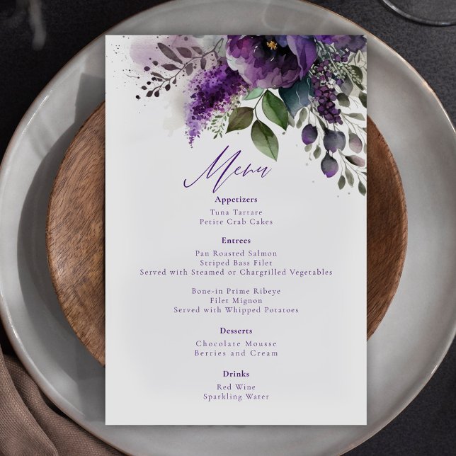Modern Elegant Botanical Floral Wedding Menu (Modern Elegant Botanical Floral Wedding Menu)
