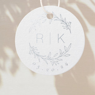 Modern Elegant Botanical Initials Wedding Monogram Favour Tags