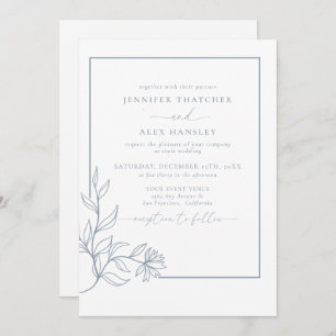 Modern Elegant Botanical Leaves QR Code Wedding In Invitation