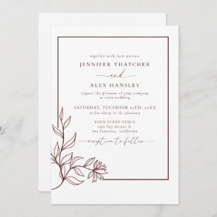 Modern Elegant Botanical Leaves QR Code Wedding Invitation