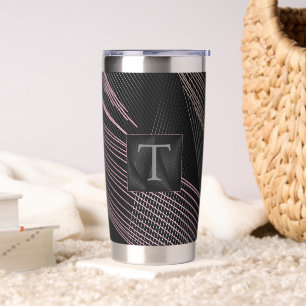 Modern Elegant Botanical Lines Pink Grey Black Insulated Tumbler